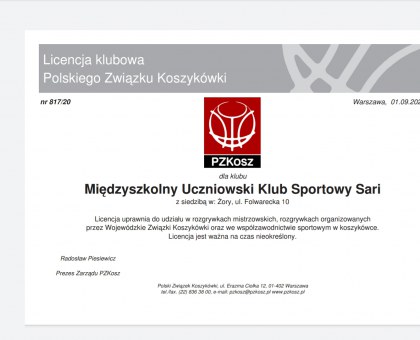 MUKS Sari Żory WPADŁO DO KOSZA ?